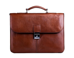 brown leather briefcase isolated