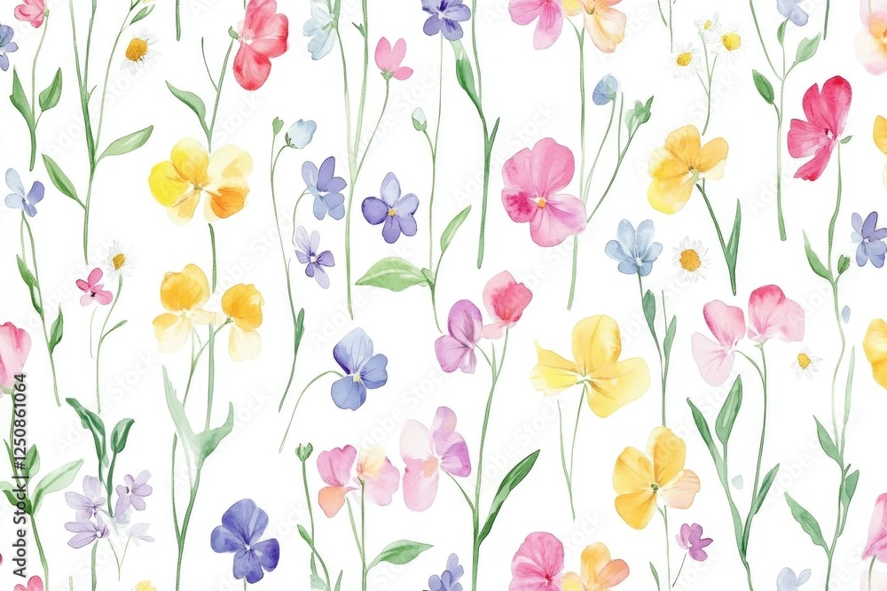 Poster A collection of colorful flowers arranged on a white surface, ideal for using as a decorative element in various settings