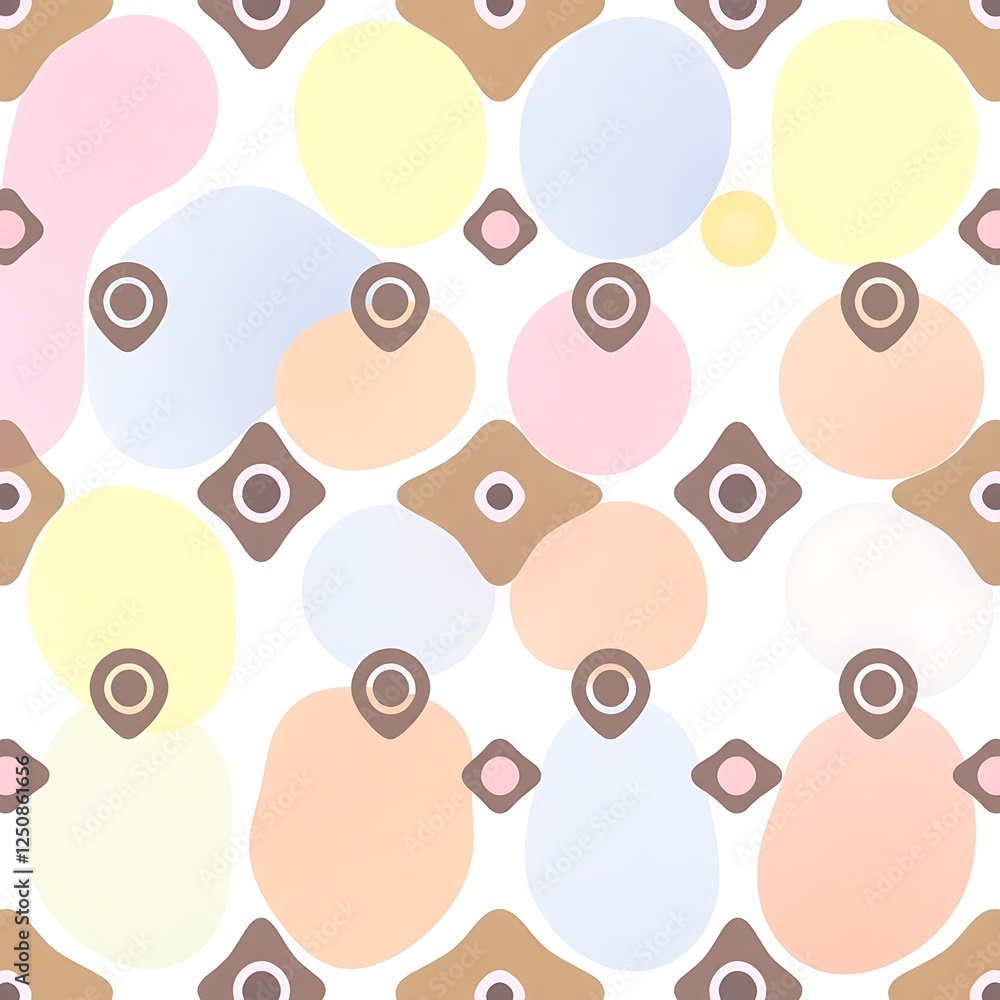 Poster pastel organic shapes seamless pattern: a cheerful and playful seamless pattern featuring soft paste