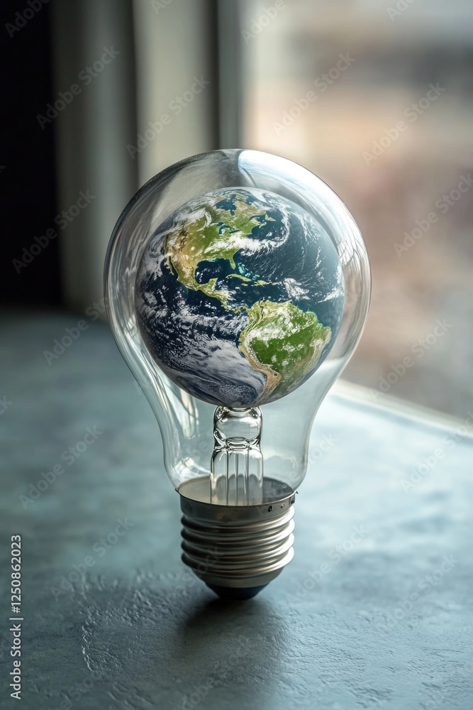Poster a bright idea with a view, use for environmental or science illustrations
