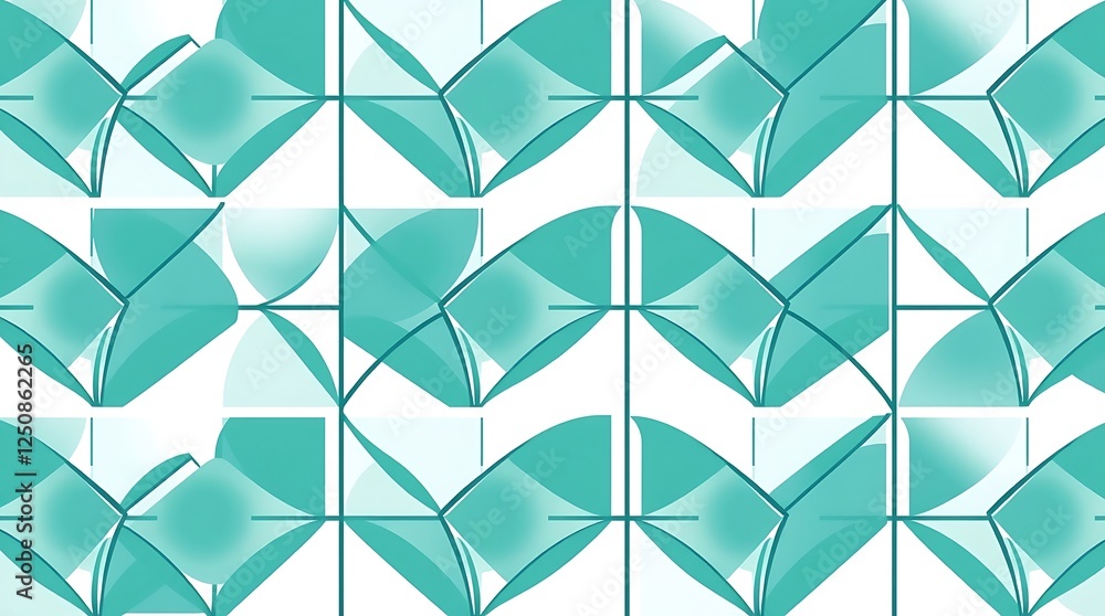 Aufkleber aqua geometric pattern: an abstract repeating pattern features overlapping turquoise geometric shape
