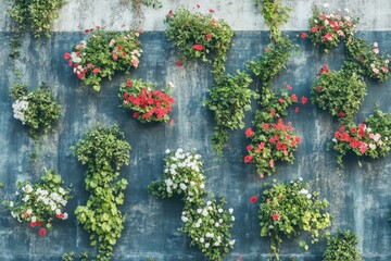 Naklejka premium Colorful blooms adorn a urban wall