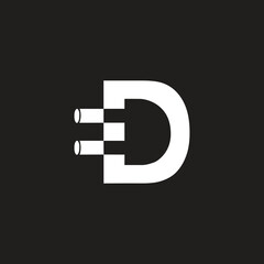 Letter D vector art icon logo design with electric plug  initial minimal and elegant awesome trendy professional logo design template on black background.
