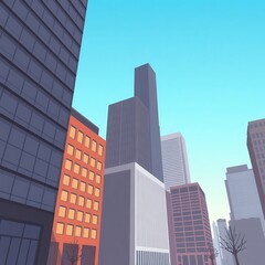 Obraz premium Low-angle view of city skyscrapers.