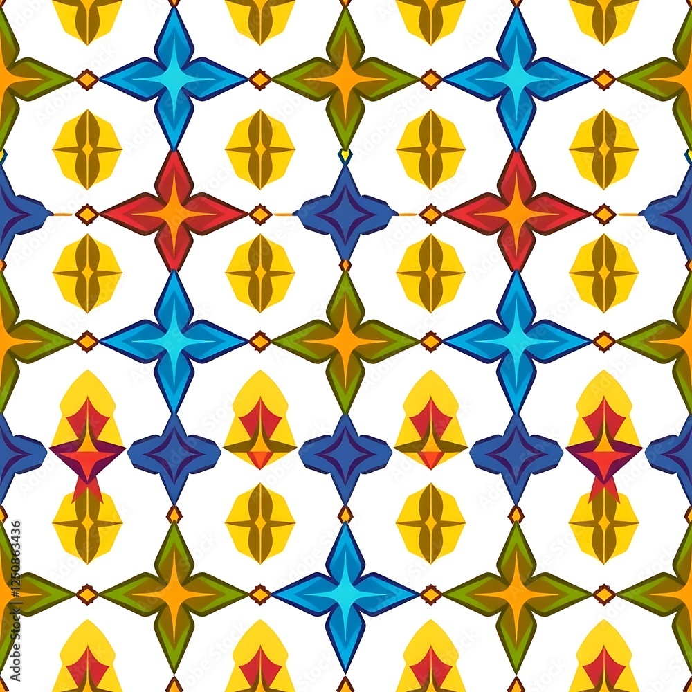 Poster geometric tile pattern: vibrant and intricate, this seamless pattern features an eye-catching arrang