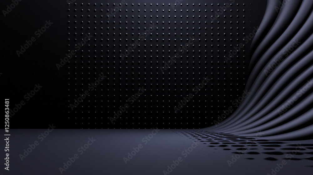 Poster minimalist design featuring deep black tones with gentle dotted pattern