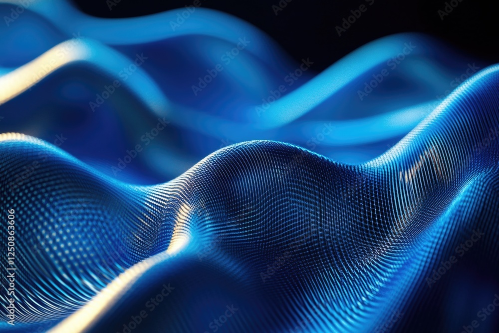 Poster A close-up shot of a wavy blue background with no additional objects or distractions