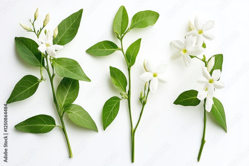 Poster a group of white flowers sitting on a white surface, perfect for use in various designs and arrangem