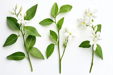 Fototapeta premium A group of white flowers sitting on a white surface, perfect for use in various designs and arrangements
