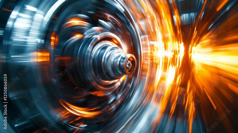 Poster dynamic close-up of rotating mechanical engine component in motion