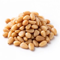 Pine nuts pile on white background for healthy food concept