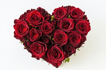 Heart-shaped flowers on white backdrop, ideal for romantic or Valentine's Day themes