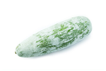 Cucumber on white background, Close up of fresh wax gourd (white gourd, ash pumpkin) isolated on...