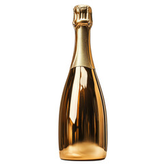 Elegant Gold Champagne Bottle on White Background