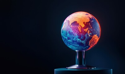 Vibrant Neon Globe with Americas Highlighted