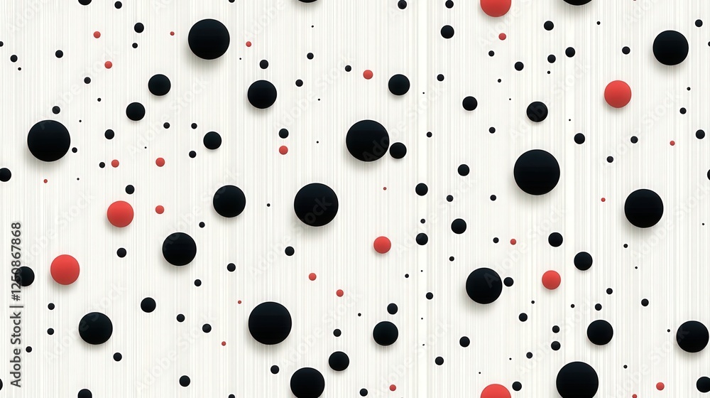 Poster dynamic pattern of black red and white dots on a textured background