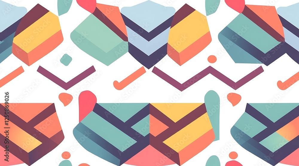 Poster abstract geometric pattern: a vibrant and playful geometric pattern with bold colors and dynamic sha