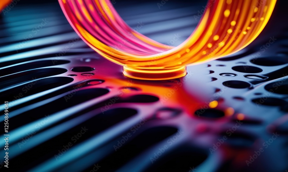 Aufkleber abstract neon loop with reflective surface and vibrant colors