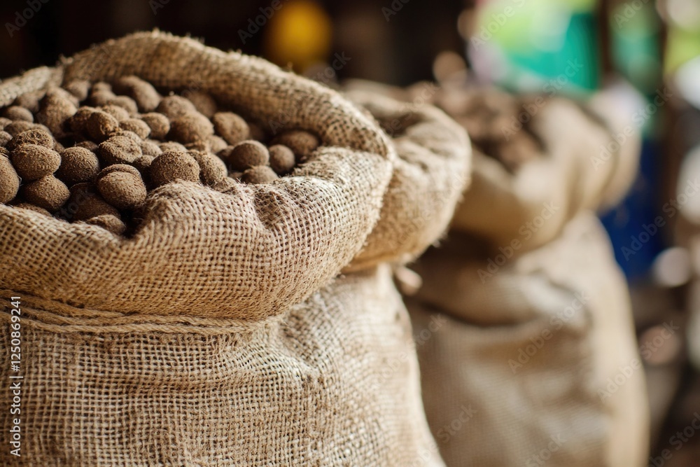 Poster a table with various bags of nuts, perfect for snacking or as a decorative element