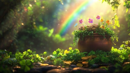 A Pot Of Gold Hidden In A Magical Forest Garden