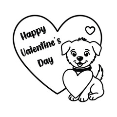 Happy Valentine's day typography art illustration with puppy