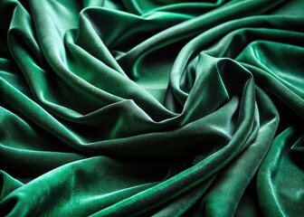 Obraz premium Luxurious deep emerald green velvet, photographed with high depth of field, showcasing rich texture and elegant drape.