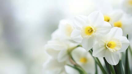 Obraz premium Delicate white daffodils blooming beautifully in soft natural light : Generative AI