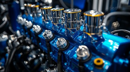 Close-Up of a High-Performance Engine with Chrome Components