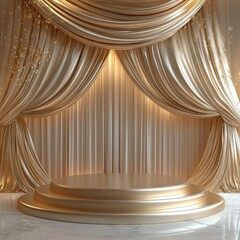 Golden Stage with Curtains.