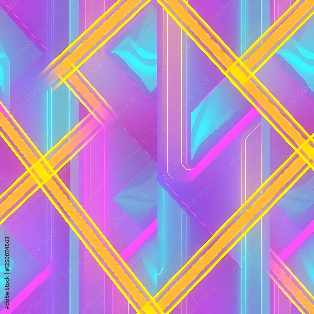 Poster neon geometric abstract: a mesmerizing and vibrant geometric abstract pattern composed of intersecti