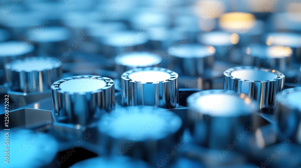 Poster Close-up of metallic gears in a complex pattern.