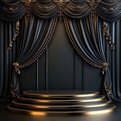 Elegant Black and Gold Stage.