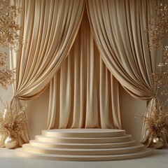 Golden Stage with Curtains.
