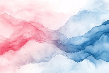 Fototapeta premium Abstract Watercolor Painting Red Blue Mountainscape