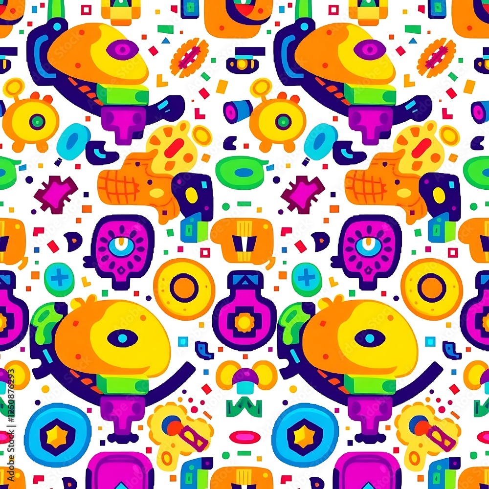 Poster funky abstract seamless pattern: this vibrant and energetic abstract seamless pattern features a del