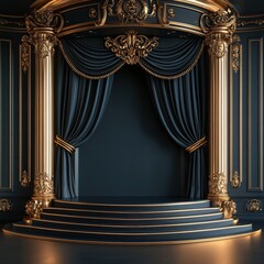 Elegant Stage with Gold Details.
