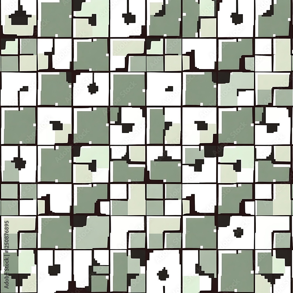 Poster abstract green geometric pattern: a captivating seamless pattern featuring a blend of square shapes 