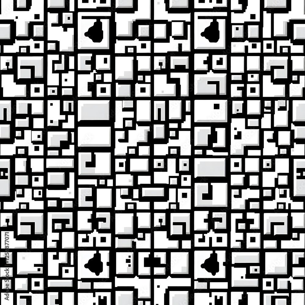 Poster abstract geometric pattern: a complex and captivating interplay of black, white, and grey geometric 