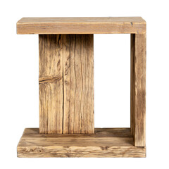 bedside table made of rough boards with recycled wood. isolated white background