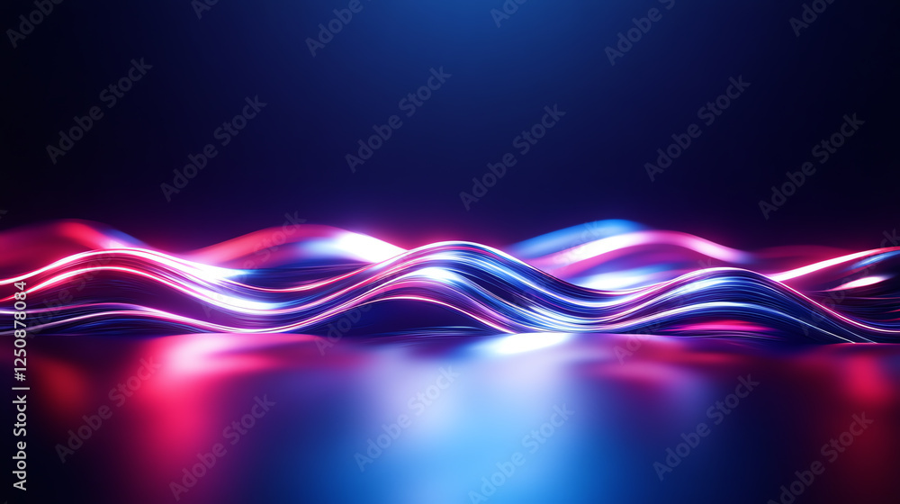 Wall mural vibrant waves of light create a mesmerizing display, blending colors in a stunning visual effect per