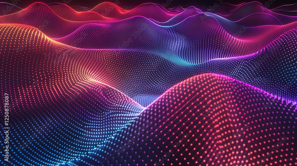 Aufkleber abstract digital background with glowing lines and dots.