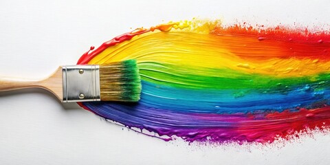 Obraz premium Paintbrush and primed canvas compose a still life, perfectly balanced using the rule of thirds. Artistic photo.