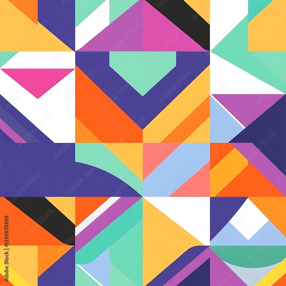 Aufkleber geometric abstract: vibrant and bold, this abstract artwork showcases a dynamic composition of geome