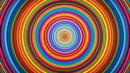 Naklejka premium Psychedelic concentric circles burst with vibrant, AI-generated color, creating an abstract, patterned background.
