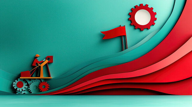 Colorful paper cutout representing workers contributions and teamwork