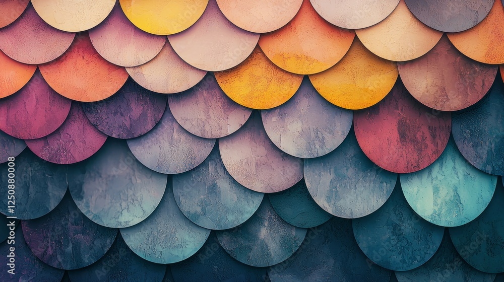 Poster colorful circular scales background with smooth texture and depth