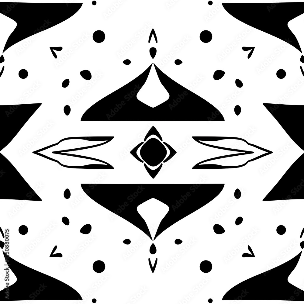 Aufkleber monochromatic geometric pattern: a striking, seamless pattern featuring bold black and white geometr