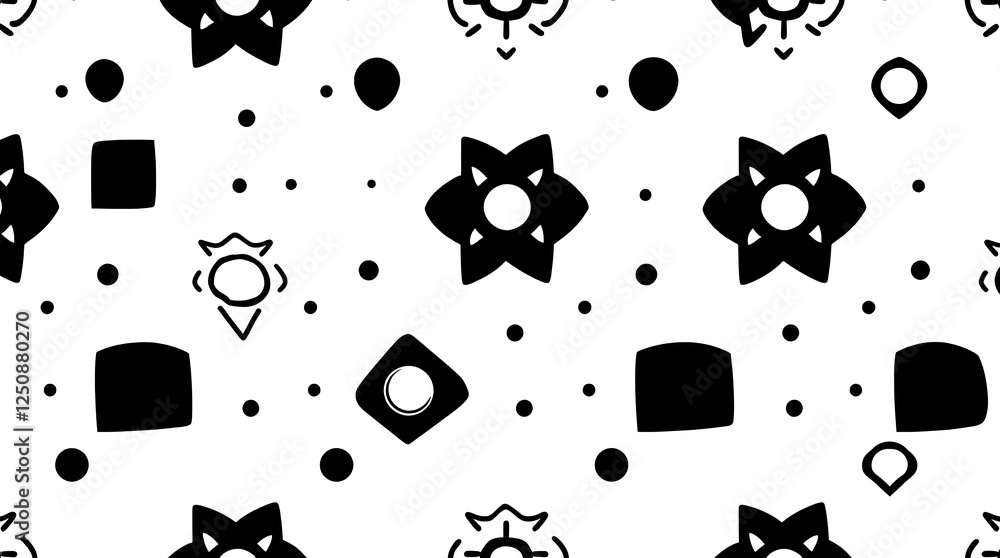 Poster abstract black and white pattern: a seamless repeating pattern featuring a captivating blend of geom
