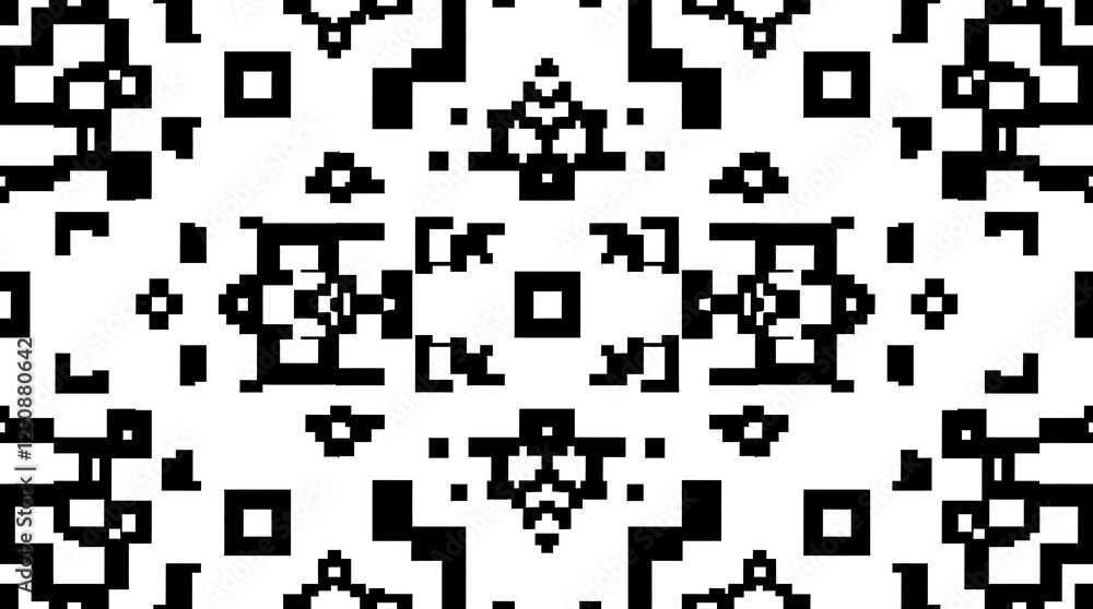 Poster geometric black and white pattern: a mesmerizing abstract pattern featuring bold black shapes arrang