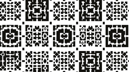Fototapeta premium Geometric Black and White Pattern: Intricate black and white geometric patterns seamlessly repeat, creating a visually captivating and modern design.